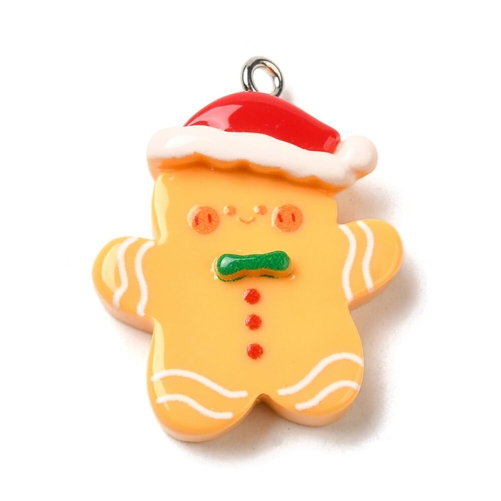 6344 40 pcs Gingerbread Man Theme Resin Charms Christmas Xmas Food Cartoon